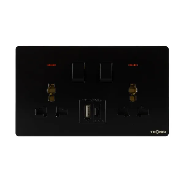 Tronic Universal Switch Socket Twin with USB + Type C