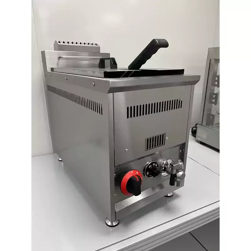 Commercial Gas Fryer 18L Countertop, Heavy-Duty LPG Single Tank Deep Fryer, Professional Stainless Steel Gas Fryer WG-GF181