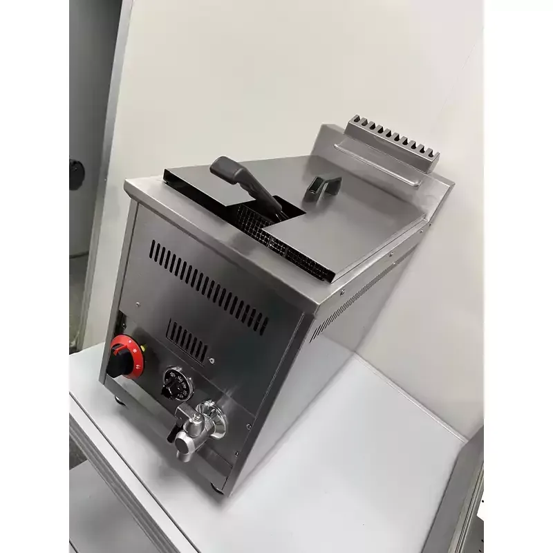 Commercial Gas Fryer 18L Countertop, Heavy-Duty LPG Single Tank Deep Fryer, Professional Stainless Steel Gas Fryer WG-GF181