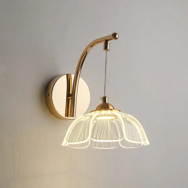 Tronic Golden Curve Wall Light with Clear Acrylic Shade