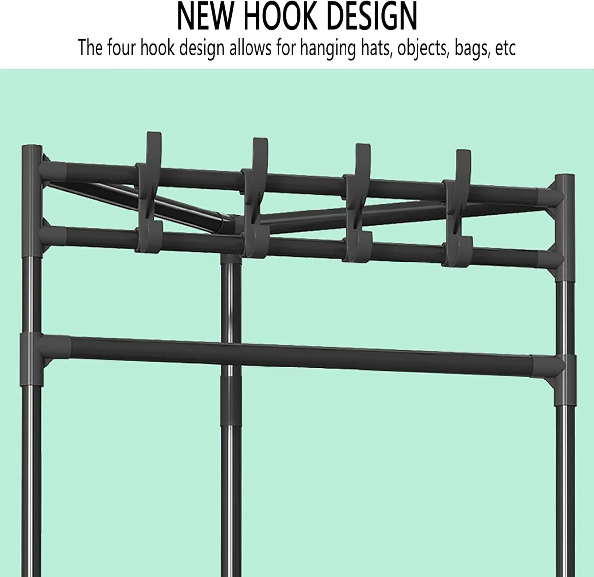 Corner Wardrobe, 3 Tier Corner Hall Tree, Metal Entrance Wardrobe, Freestanding Clothes Rack, Shoe Rack - JHC340L
