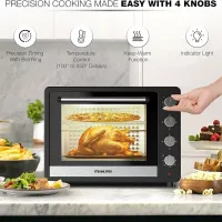 Nikai Oven Electric 65l with Rosting Fuction 4 Knobs Control 2200w NT6500SRC2 120 Mins Timer Convection Function Stainless Steel Heating Elements Inner Light Double Glass Panel
