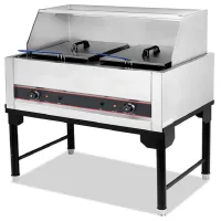 Commercial Electric Fryer 42L Vertical Double-Tank, Dual 4.5kW High-Power Floor Model Deep Fryer, Professional Stainless Steel 2-Basket Fryer HEF-912
