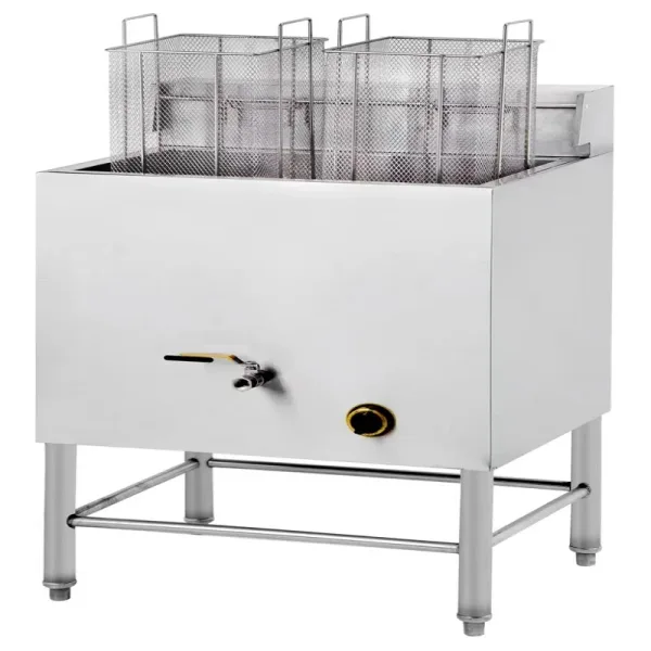 Commercial Gas Fryer 30L Vertical Deep Fryer, High-Performance Single Tank Double Basket Floor Model LPG Fryer WG-74
