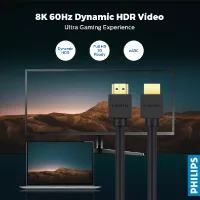 Philips Ultra High Speed HDMI 2.1 Cable 1.5m, Certified 8K 60Hz UHD with Dynamic HDR SWV9431C/00