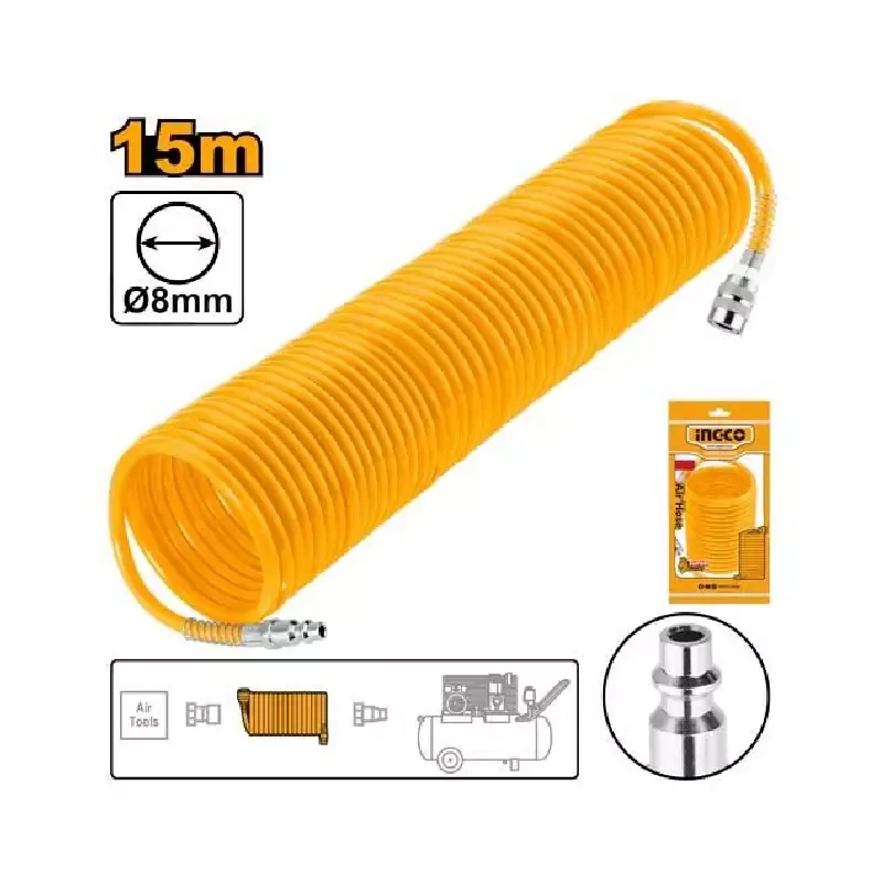 Ingco Air Hose 15m 5x8mm with PU Material, America Coupler AH1151
