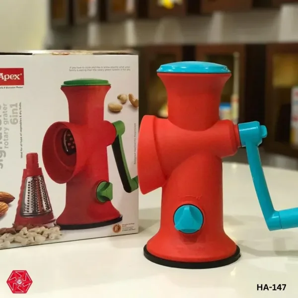 Apex 6 in 1 Vegetable Cutter with Steel Signature Rotary Grater Blade Vegetable & Fruit Grater