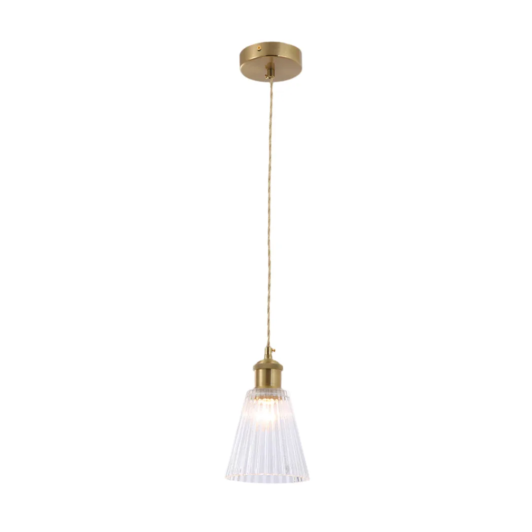 Tronic Cone Crystal Glass Pendant Light with Brass Accent