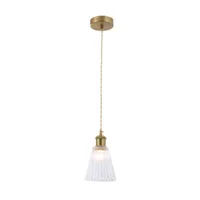 Tronic Cone Crystal Glass Pendant Light with Brass Accent