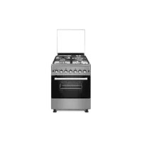 EvoQ Freestanding Cooker 60 x 60cm, 3 Gas Hobs 1 Hot Plate Multifunction Oven Cooker Euro Pool Burners, Stainless Steel Body with Glass Lid and Glass Door Silver EC - 5831EO.TSCI