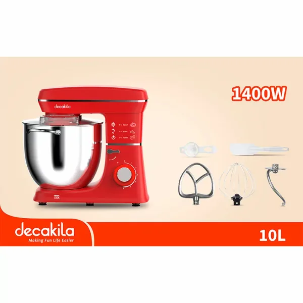 Decakila Kitchen Machine 10l Steel Bowl 6 Speed with Pulse Function 1400w Kemx017r liftable head mixer transparent splash guard with easy fill window die casting aluminium