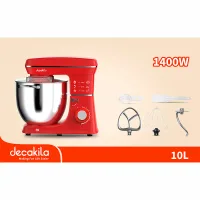 Decakila Kitchen Machine 10l Steel Bowl 6 Speed with Pulse Function 1400w Kemx017r liftable head mixer transparent splash guard with easy fill window die casting aluminium
