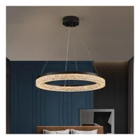 Tronic Modern Circular LED Pendant Light - Crystal Design