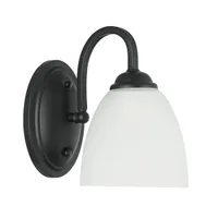 Tronic Classic Black Wall Light With Frosted Glass Shade