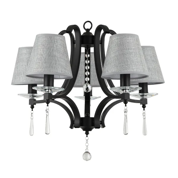Tronic Elegant Black & Grey 5-Light Pendant with Crystal Accents