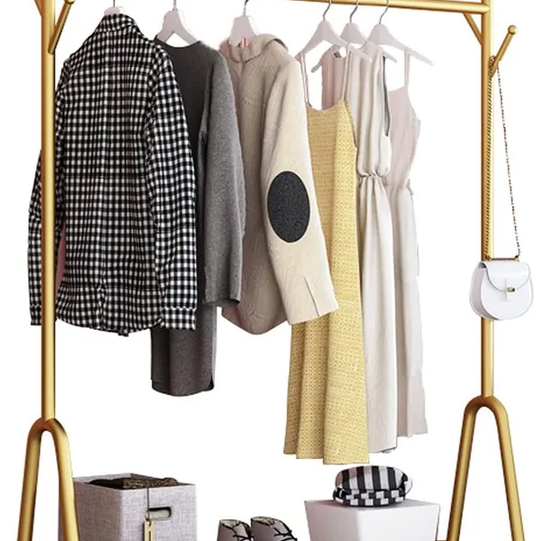 Modern Clothes Rack Freestanding Garment Display Stand with Bottom Storage Shelf - JHC2350L