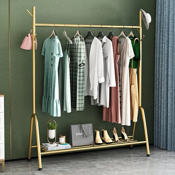 Modern Clothes Rack Freestanding Garment Display Stand with Bottom Storage Shelf - JHC2350L