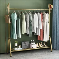 Modern Clothes Rack Freestanding Garment Display Stand with Bottom Storage Shelf - JHC2350L