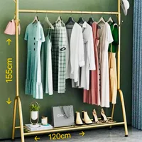 Modern Clothes Rack Freestanding Garment Display Stand with Bottom Storage Shelf - JHC2350L