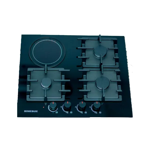 Homebase Built in Cooker 3 Gas Burners, 1 Electric Hot Plate Glass Top HB-60-4002