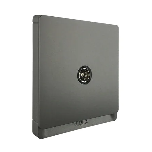 Tronic Grey TV Socket - Screwless Design with Modern Finish