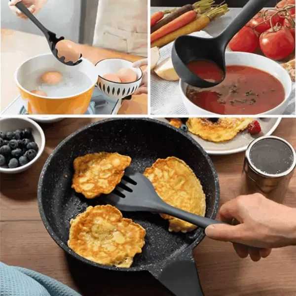 Decakila Spoon Set 6 Pcs Slotted Spoon Solid Spoon Ladle Pasta Server Slotted Turner Spatula Kmtt045b