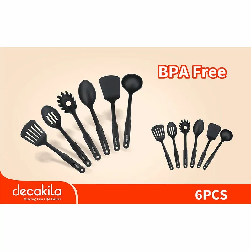 Decakila Spoon Set 6 Pcs Slotted Spoon Solid Spoon Ladle Pasta Server Slotted Turner Spatula Kmtt045b