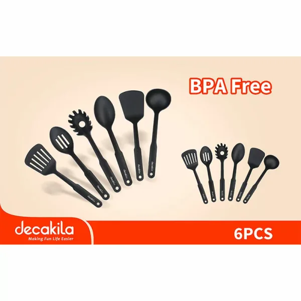 Decakila Spoon Set 6 Pcs Slotted Spoon Solid Spoon Ladle Pasta Server Slotted Turner Spatula Kmtt045b