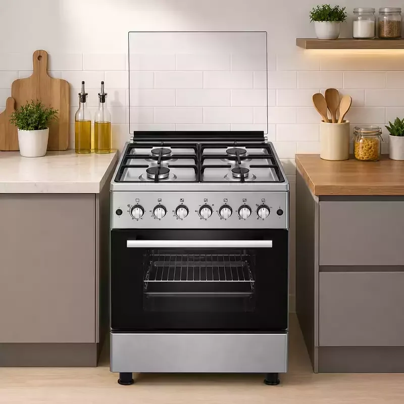 Evoq Standing Cooker 4 Gas Burners Electric Oven Turbo Fan Cast Iron 58x58 EC 5840EO TSCI