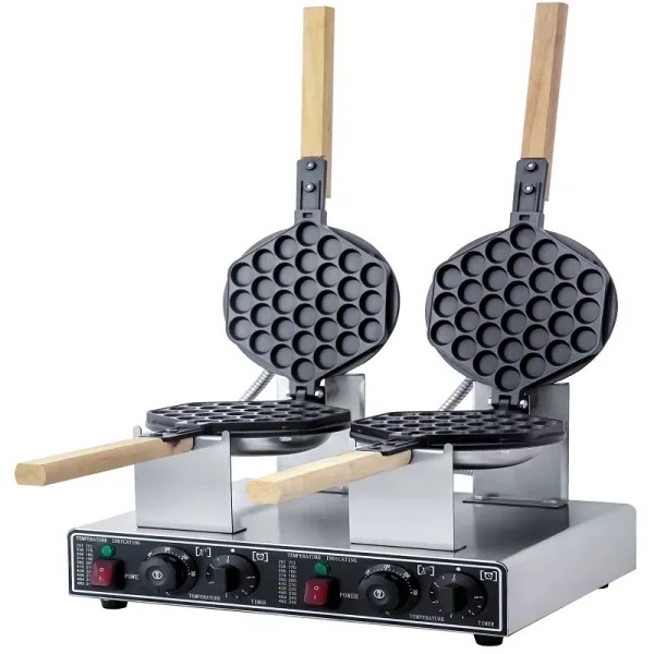 Commercial Electric Double Egg Waffle Baker, 2.8kW Professional Dual Bubble Waffle Maker, Industrial Hong Kong Style Waffle Station WG-HF-QQ22