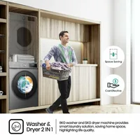 Hisense Washing Machine 8kg & Dryer 5kg Smart WI-FI Connectlife App Inverter Jet Titanium Grey WD3Q8043BT