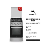 Dolphin Free Standing Cooking Range 50x50, 4 Gas Burners, Electric Oven, Silver FS05050S-4G/E