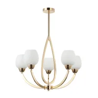 Tronic Gold & White 5-Light Pendant with Frosted Glass Shades