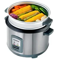 Kenwood 2-in-1 Rice Cooker 1.8L 10-Cups Rice with Food Steamer Basket Non-Stick Cooking Pot Temepered Glass Lid Warm/Cook Lights Spatula Holder Detachable Cord RCM45.000SS