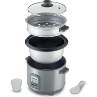 Kenwood 2-in-1 Rice Cooker 1.8L 10-Cups Rice with Food Steamer Basket Non-Stick Cooking Pot Temepered Glass Lid Warm/Cook Lights Spatula Holder Detachable Cord RCM45.000SS