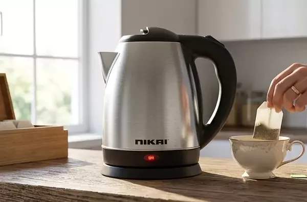 Nikai Kettle 1.7L, 1800W, Cordless, Stainless Steel Body with Water Gauge Automatic Shut-Off, Silver NK320AE