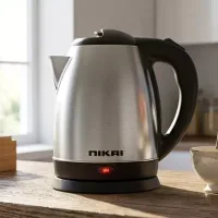Nikai Kettle 1.7L, 1800W, Cordless, Stainless Steel Body with Water Gauge Automatic Shut-Off, Silver NK320AE