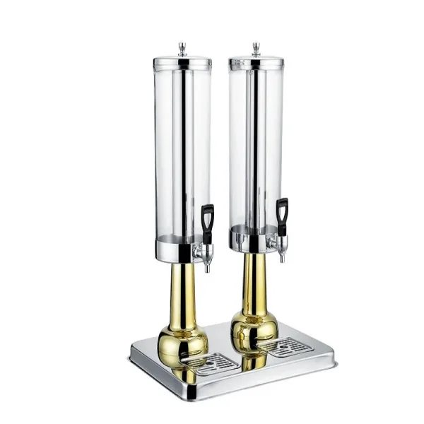 Commercial Kitchen Equipment Double Juice Dispenser 23L, Luxury Stainless Steel Dual Beverage Server, Premium 6L Buffet Juice Dispenser ASC-3LX2 (Gold)