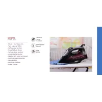 Nikai Steam Iron 360ml Tank Dry and Spray Function 2200w NSI707TS Temperature Control Non Stick Sole Plate Vertical Steam Function Indicator Light Powerful Burst System