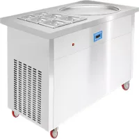 Commercial Electric Round Roller Ice Cream Machine, 2.4kW High-Power Fried Ice Cream Roll Maker, Professional Stainless Steel Cold Plate Machine FIR-PF1R-C