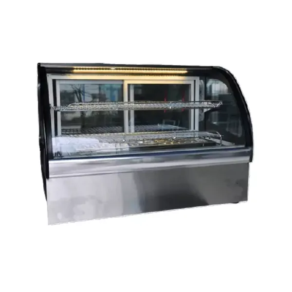Commercial Electric Countertop Cake Showcase 1200mm, Cambered Glass, 2 Shelves, 400W WG-TS-3