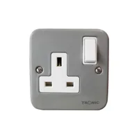 Tronic Metal 13A Switched Socket Outlet