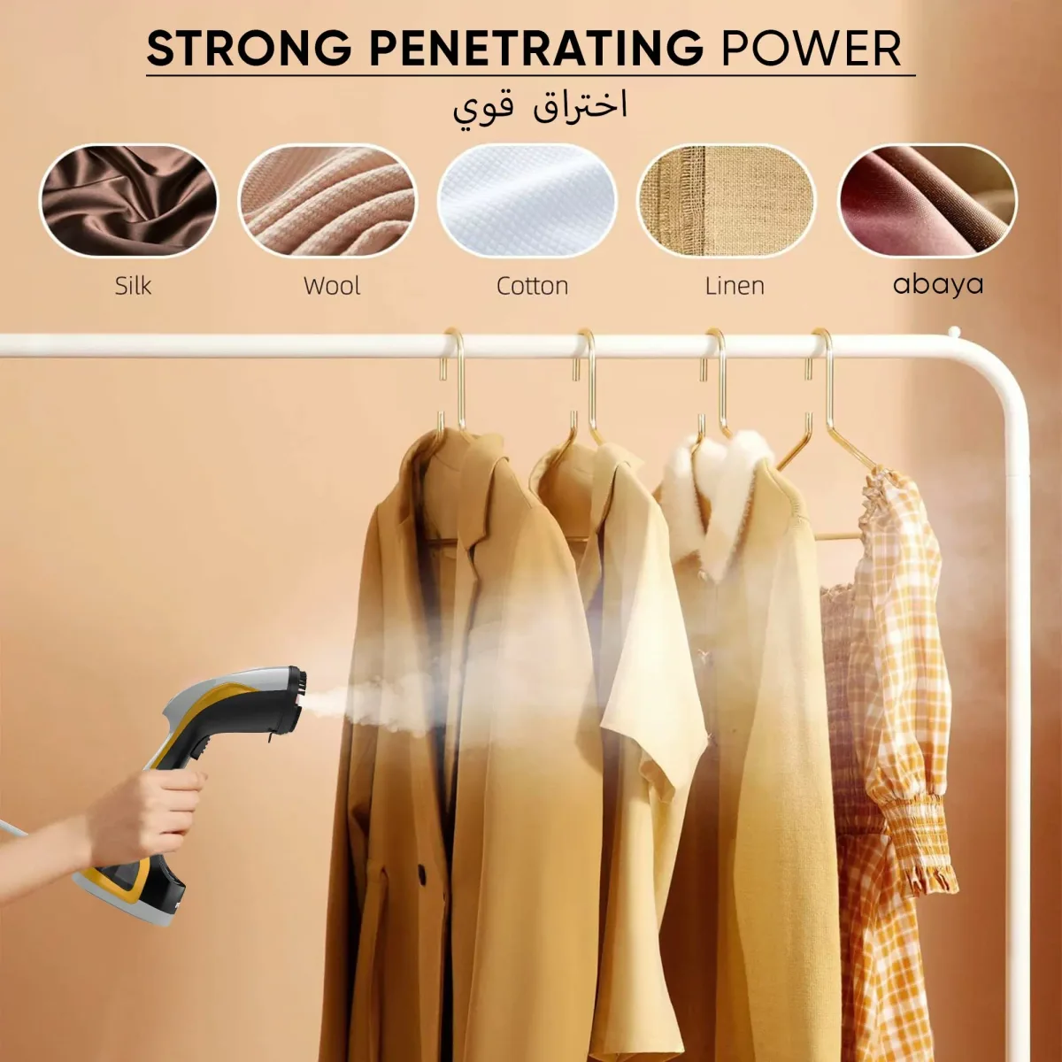 Nikai Garment Steamer 180Ml Tank Hand Held 2000W NGS77H Overheat Protection Power Indicator Removable Water Tank Temperature Control
