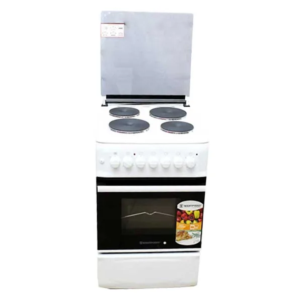 Westpoint Cooker 50x55, 4 Electric Plates, Electric Oven with Grill Glass Lid WCER5504E0