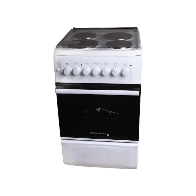 Westpoint Cooker 50x55, 4 Electric Plates, Electric Oven with Grill Glass Lid WCER5504E0