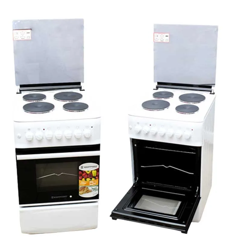 Westpoint Cooker 50x55, 4 Electric Plates, Electric Oven with Grill Glass Lid WCER5504E0