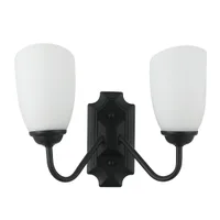 Tronic Modern Black Double Wall Light with Frosted Glass Shades