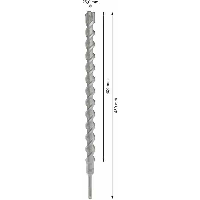 Bosch 5X SDS Plus Masonry Drill 25 mm 450 mm, Grey 3PCS 2608836650 2 Bosch 5X SDS Plus Masonry Drill 25 mm 450 mm, Grey 3PCS 2608836650