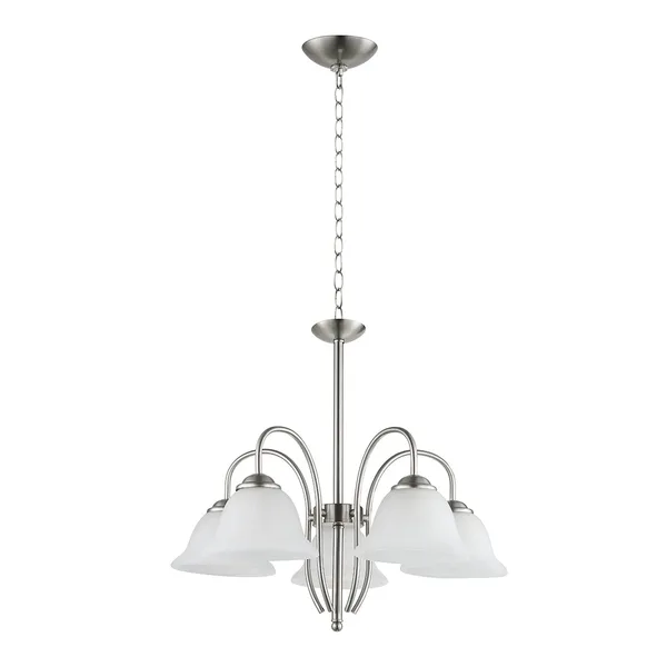 Tronic Silver & White 5-Light Pendant with Curved Arms
