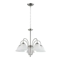 Tronic Silver & White 5-Light Pendant with Curved Arms